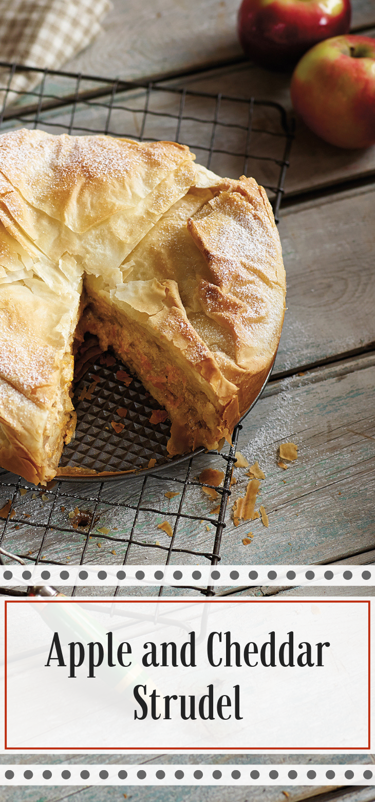 Apple and Cheddar Strudel
Apple and Cheddar Strudel
Put a spin on traditional pie baking with this sweet-and-savoury Apple and Cheddar Strudel. Using phyllo pastry dough creates a flaky and light dessert.

https://www.ontario.ca/foodland/recipes/apple-and-cheddar-strudel