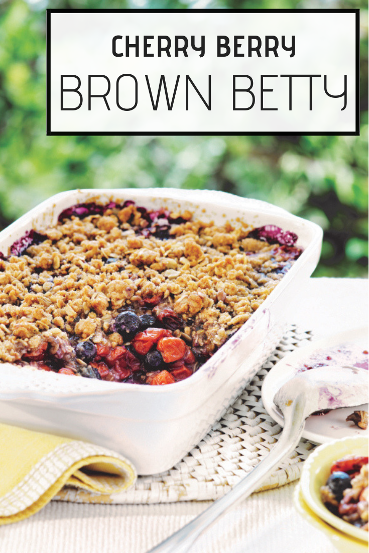 Cherry Berry Brown Betty
Cherry Berry Brown Betty
Combine Ontario's summer fruits with the goodness of oatmeal and spices to make this Cherry Berry Brown Betty. It's delicious as is or topped with a dollop of whipped cream.
https://www.ontario.ca/foodland/recipes/cherry-berry-brown-betty