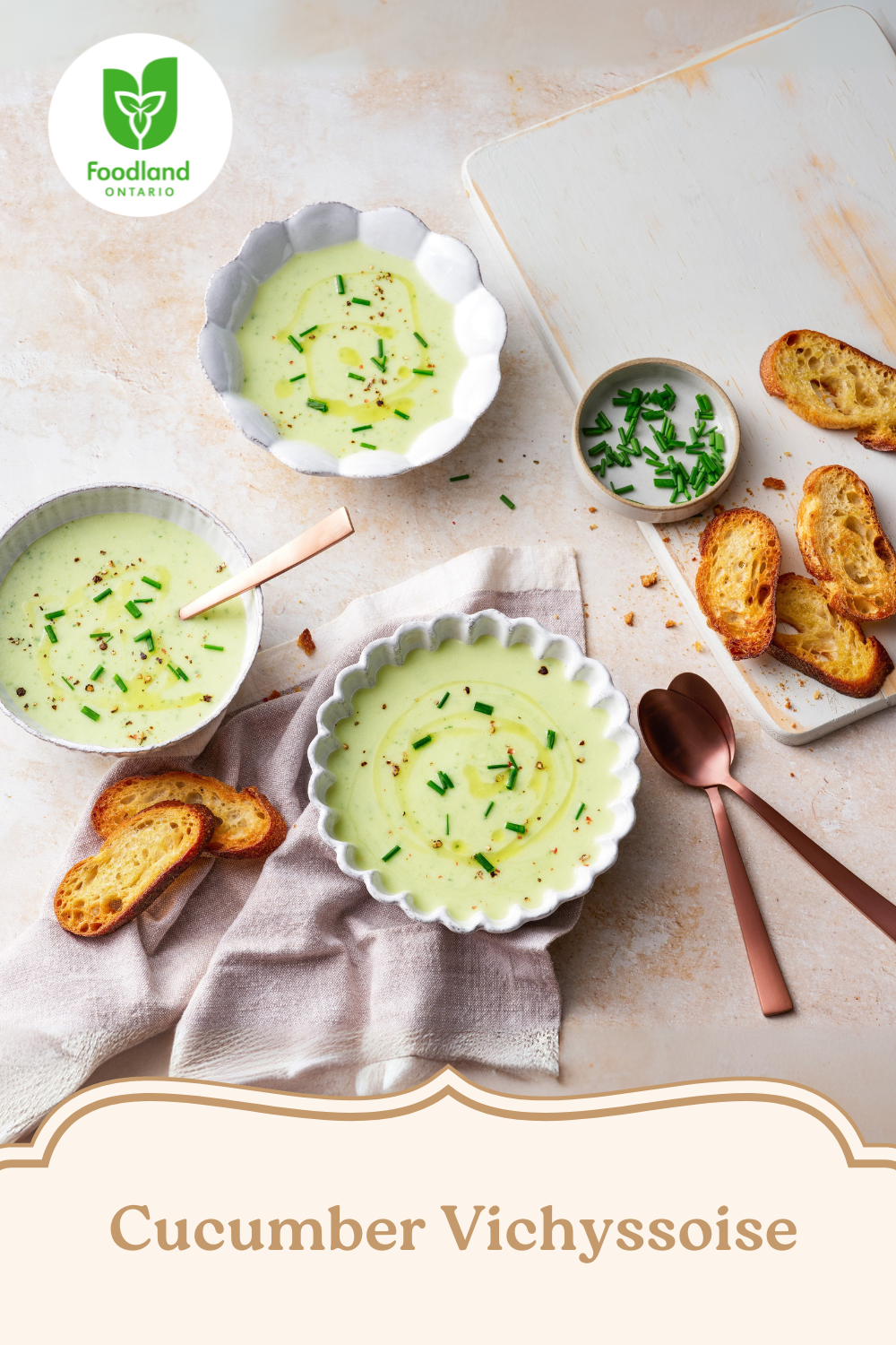 Cucumber Vichyssoise
Cucumber Vichyssoise
Cool, creamy, and locally delicious! This refreshing Vichyssoise highlights Ontario Cucumbers for a smooth, chilled bite with a fresh, Ontario twist.

https://www.ontario.ca/foodland/recipes/cucumber-vichyssoise