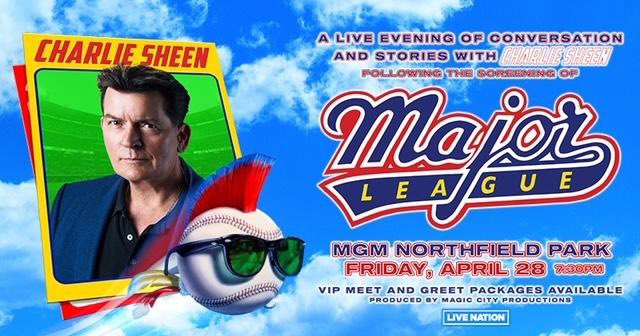 Cleveland!
this Friday!
Wild Thing is comin&rsquo; home!

gonna be a terrific evening.
hope to see you there. 
⚾️&copy;️⚾️
#JustaBitOutside https://t.co/maNCDFNEtA

@charliesheen