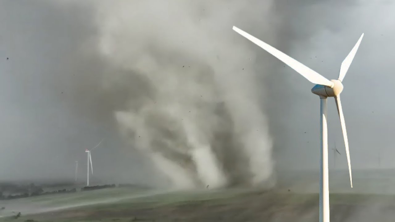 The most incredible #tornado footage ever captured by drone near Greenfield, Iowa with up-close helical suction vortex action. This tornado was very strong a...