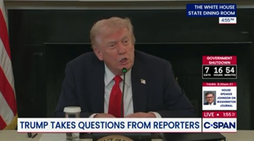 President Donald Trump appeared not to hear or not understand a reporter's question about possibly "suspending habeas corpus."