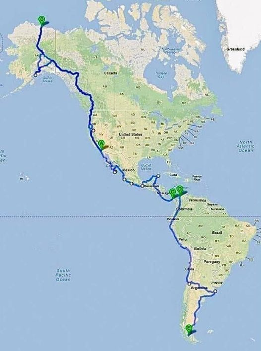 This is the longest driveable road in the world! The Pan-American Hwy passes through 14 countries and is a length of 48,000 kilometres or 29,825.817 miles.