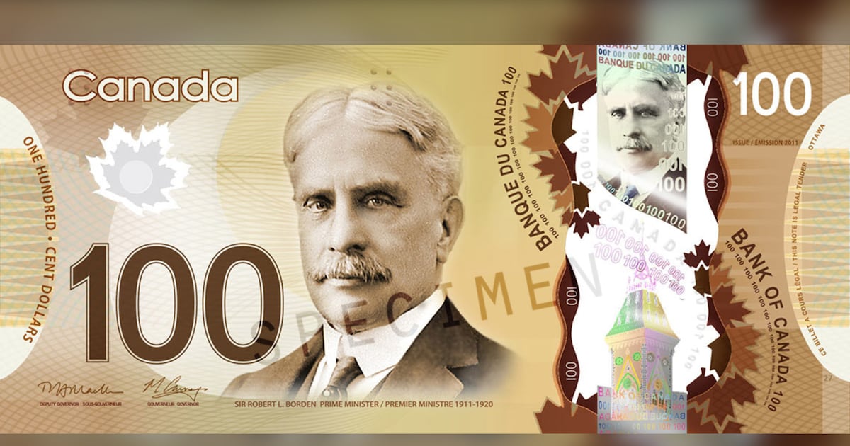 Specimen of a fake Canadian $100 bill. (Source: OPP)